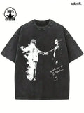 Friend Printed T-Shirt 230g Washed High-Quality Wax Printed Cotton Retro Fashion Brand T-Shirt Suitable For Summer