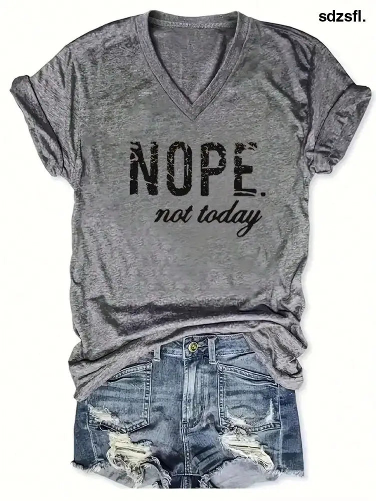 INAWLY Women’s Summer V-Neck Short Sleeve Casual T-Shirt With Letter Print Graphic Tees Women Tops - T-Shirts
