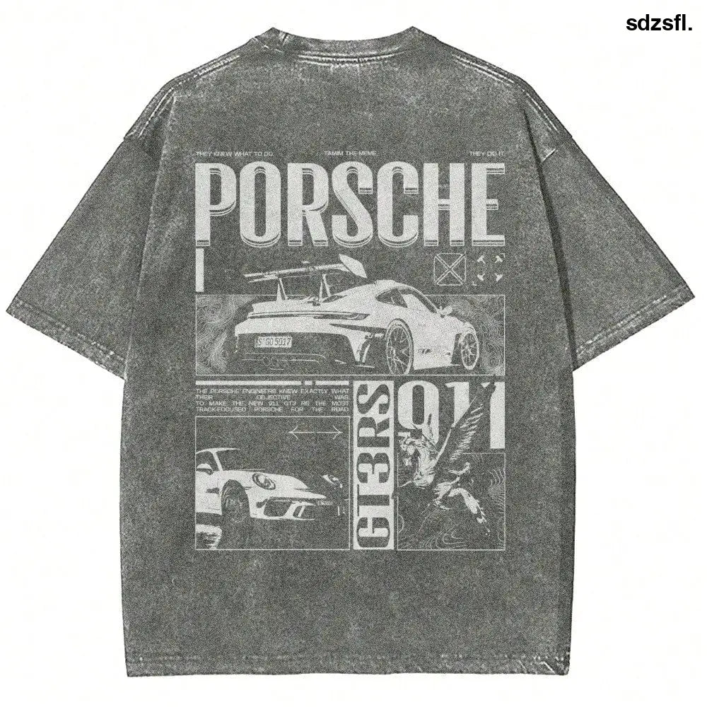 [New Products Arrive With Great Power] 911 GT3RS Unisex Fit Washed T-Shirt Unisex T-Shirts For Summer Outings - Men Tops